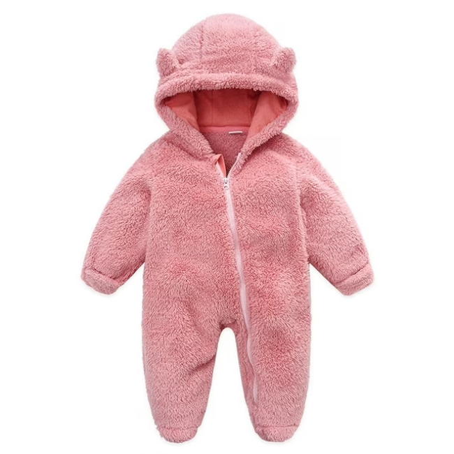 Winter Baby Clothes Warm Fleece Thick Onesie Ear Hooded Jumpsuits